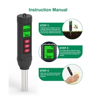 Cocopeat / Soil EC Tester with Temperature Moisture & EC Multi Function Portable Digital LCD Backlig