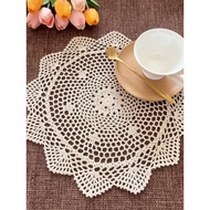 Auspicious Home Handmade Crochet Simple Style A42 Three Yuan 36CM American Pastoral Table Mat Vase M