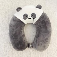 Zhiyuan Animal Theme U Shape Memory Foam Neck Pillow for Travel and Sleeping Velvet Fleece Portable Travel Pillow Suitable for Adults and Kids, Train or Ship, White and Dim Grey