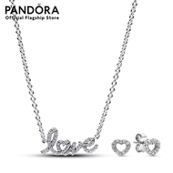 Pandora Love Necklace &amp; Earring Giftset เซตสร้อยคอ สร้อยคอแพนดอร่า สร้อยคอ แพนดอร่า สร้อยคอสีเงิน