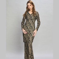 Loveaisyah Glitter Black Gold Lace 'V' neck Modern Baju Kurung Hari Raya