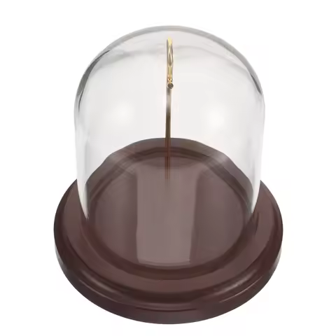 Glass Cloche Display Dome for Pocket Watch with Hanging Hook Sturdy Wood Base 3.1 by 4 Inch Clear Or