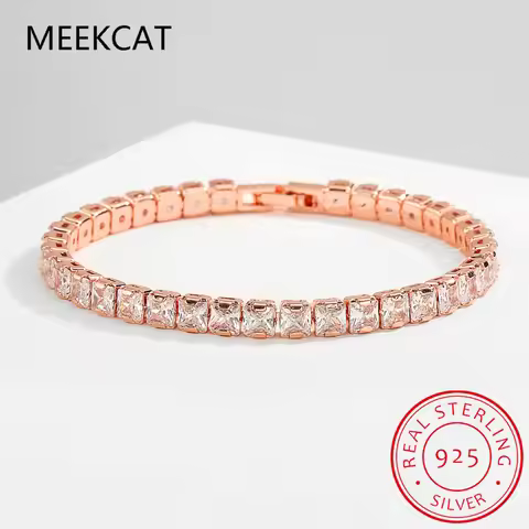 Real D Color Full 2/2.5/3/4/5/6.5mm Moissanite Tennis Bracelet For Women S925 Plated 18K Rose Gold D