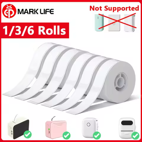 Marklife White Thermal Label 1/3/6Rolls Adhesive Waterproof Paper For Marklife P15/P12/P11 Mini Prin