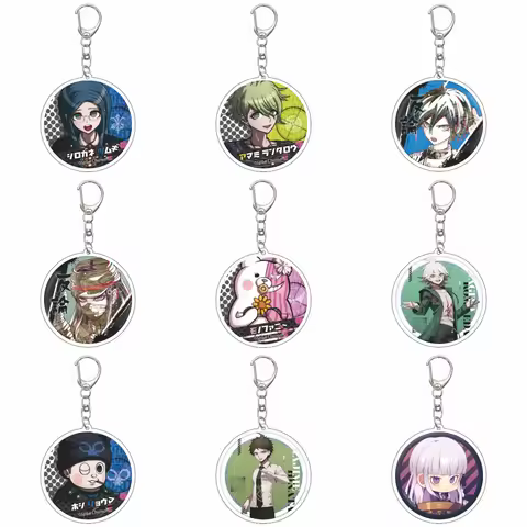 55MM Anime Danganronpa Keychain Aoi Asahina/Byakuya Togami/Junko Enoshima Key Chain Acrylic Model Pl
