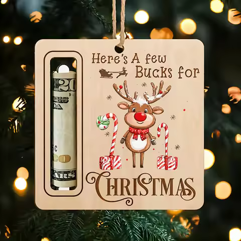 Holiday Cash Gift Holder Natural Cash Holder Ornament Wooden Hanging Ornament Unique Wooden Christma