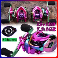 Malaysia Fishing Reel 12+1BB 7.2:1 Gear Ratio Multicolor Baitcasting Fishing Reel Pancing with 10kg 