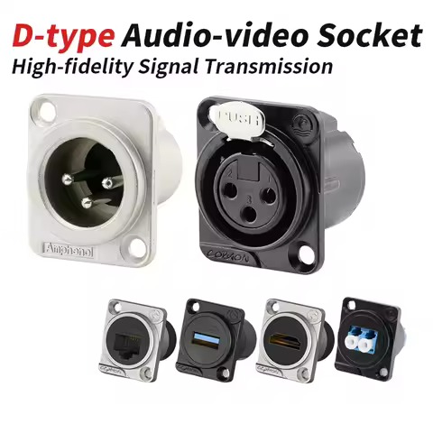 D-type CAT6A RJ45 Module Sockets 3Pin XLR Type-C Connector 3-core Canon Base XLR Audio Amplifier Bas
