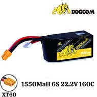 Dogcom 22.2V 1550mAh 160C 6S Lipo Battery With XT60 Plug DCM1550/160-6S