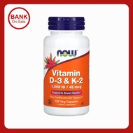 NOW Foods Vitamin D-3 & K-2 120 Veg Capsules