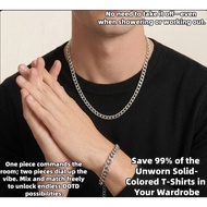 Rust-Resistant 6mm Premium Titanium Steel Cuban Link Necklace & Bracelet Set — Classic Plain Chain —