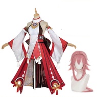 Yae Miko Cosplay Anime Genshin Impact Yae Miko Guuji Yae Cos ชุดนักบวช Yae Miko สำหรับผู้หญิง ชุดนัก