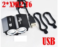 USB NEW Owl Eye X2 LED 2x Cree XM-L2 T6 Bicycle - Lampu Sepeda USB 5-7.5 Volt 3 Mode