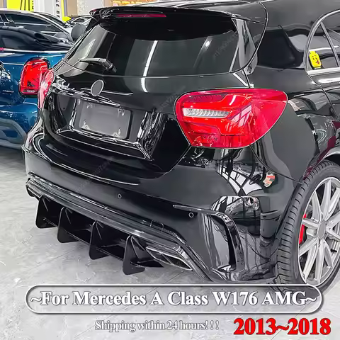 Rear Bumper Lip Diffuser Spoiler Splitter For Mercedes Benz A Class W176 A180 A200 A250 A260 A45 AMG