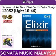 Elixir 12052 Nanoweb Nickel Plate Steel Electric Guitar Strings - Light 10-46