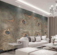 Custom Wallpaper Modern Chinese Peacock Feather TV Background 3D Wallpaper Living Room Bedroom Background Murals Photo Wall Paper