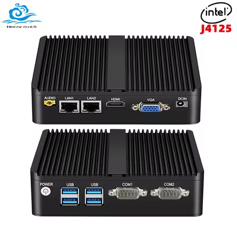 Industrial Fanless Mini PC Intel Celeron J4125 Windows10 2xGigabit Ethernet 2x RS232 DDR4 HDMI VGA W