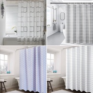 [COD] minimalist square printed shower curtain bathroom waterproof peva partition