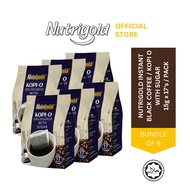 [Bundle of 6] NUTRIGOLD Instant Black Coffee  / Kopi O - With Sugar (15g x 17 bags / Pack)
