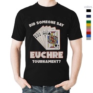 2025 Funny Euchre Tournament Graphic T-Shirt – 100% Cotton, Black, Unisex Casual Round Neck Tee With