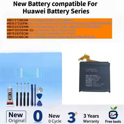 New Battery compatible For Huawei WATCH GT4 46mm/Honor Band 6/6Pro/8/8 NFC/9/9 NFC/Fit3/FreeBuds Pro