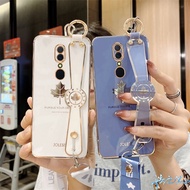 casing Oppo F11 Pro Case F11 F9 F7 F5 F17 Pro F1S A59 A57 R17 Pro Case Luxury Texture Maple Leaf Wristband Hanging Neck Lanyard Phone Case Cover