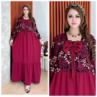 Gamis Lebaran Model Fuji Jumbo Ld120 Pb140 Bahan Rayon Adem Motif Bunga Viral Kekinian Kombinasi Cri