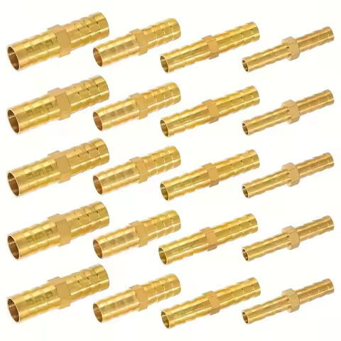 20Pcs Brass Barbed Hose Connector Leakproof Adapter, Air Water Fuel Oil Fitting, Euro & US Thread 6-