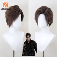 Anime Game Resident Evil 9 Requiem Leon S Kennedy Cosplay Wig Short Curly Brown Color Hair Accesorie