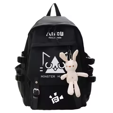 Anime Monster Hunter Cat Backpack Teenagers Schoolbag Students Book Bag Pocket Backpacks For Girls B