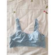 Si bra size M 80/85 B blue with floral lace trim and wool elastic