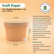 Paper Bowl Brown Kraft Paper Cup 9oz 270ml + Lid Food Grade Soup Cup With Lid 9 Oz 270 ML