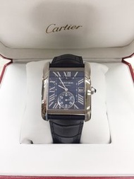 Cartier 卡地亞 WSTA0010 TANK MC  藍面大號 皮帶 腕錶