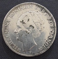Koin Perak 2½ Gulden 1931 Wilhelmina Netherlands Perak/Silver.720 ±25gr 38mm