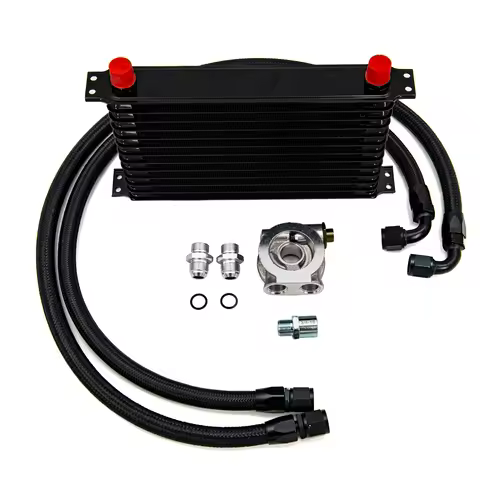 Universal 13 Rows Oil Cooler Kit AN10 Transmission Oil Cooler Kit Oil Filter Adapter with Nylon Stai
