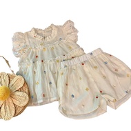 （6m-8T）Girl Suits Girl Casual Fashion SleeveLess Tshirt+Pant Baby Girls Cloting Set Summer Outfit