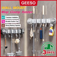 GEESO Wall Mount Mop Clamp Holder Self Adhesive Broom Brush Hanger Storage Organizer Penyangkut Peny