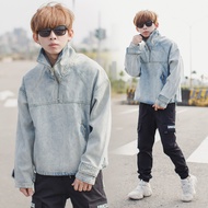 Taiwan Shipping Men's Clothing [NB0717J] Made In Korea High Pound Large Neck Wide Sleeve Denim Top
