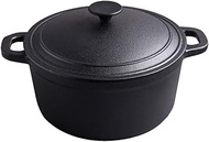 Cast iron stew pots kitchen cooking induction gas universal boilers soup pot non-coating iron dutch pot (Color : Black, Size : 26cm) (Black 23cm)/89