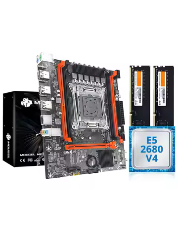 MOUGOL X99 Gaming Motherboard Kit with Intel Xeon E5 2680 V4 & DDR4 8Gx2 2133MHz Dual Channel ECC RA