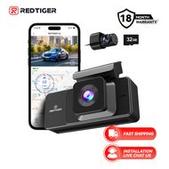 REDTIGER A3 3-Channel Dash Cam with 2.5K Front Camera Wi-Fi IR Night Vision Loop Recording G-Sensor(