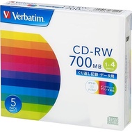 Verbatim Japan CD-RW 700MB for repeated recording 5 sheets White printable 1-4x speed SW80QP5V1