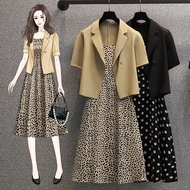 【St.Mandy】Fashion Blazer Suits Women Dress Suit Two-Piece Set Plus Size Loose Suit Office Blazer Lon