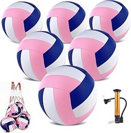 6 Pack Volleyballs Official Size 5, Waterproof Soft Bulk Recreational Volley Balls with Pump and Net