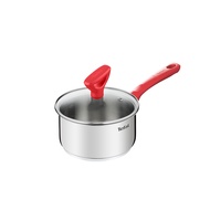 Tefal Edition Red Stainless Steel Induction Saucepan (16cm, 1.5L) Dishwasher Oven Safe No PFOA Silver