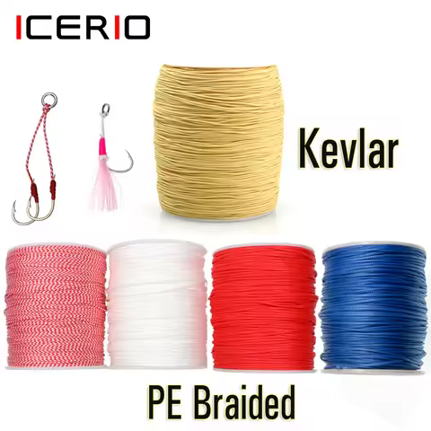 ICERIO 100metel PE Braided Assist Line Kevlar Fishing Line Assist for Rope For Binding Jigging Hook
