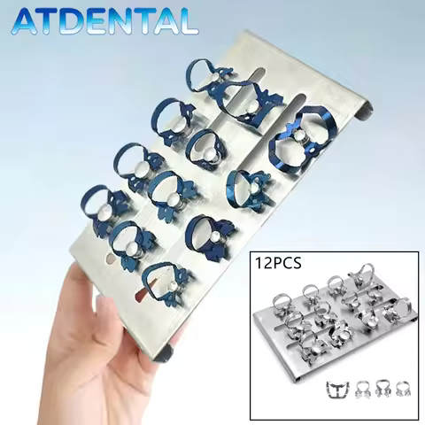 1 Set Dental Endodontic Rubber Dam Clamps Restorative Clips Dam Clamp Dental Stainless Steel Tray Ho
