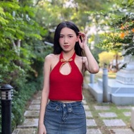 女士客製鉤針旗袍露臍短上衣 - 農曆新年款