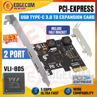 PCIE X1 PCI Express USB Type-C 3.0 Expansion Card 2 Port + Low Bracet PC VL-805chip NETLINE