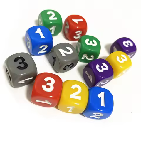 10 Pieces Number 1 2 3 1 2 3 D6 13mm Acrylic Dice 6-sides Dices For Board Game Cubes 6 Colors